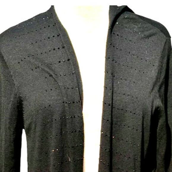 J.Jill Large Petite $89 Embellished Black Viscose Wool Blend Open Cardigan - Picture 8 of 9